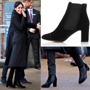 NWT Tabitha Simmons Black Velvet Kiki Booties Size 37 ASO Meghan Markle